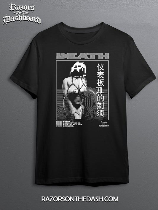 Lust 2.0 Tech Brutalism Graphic Tee | Digital Chaos Meets Dark Desire