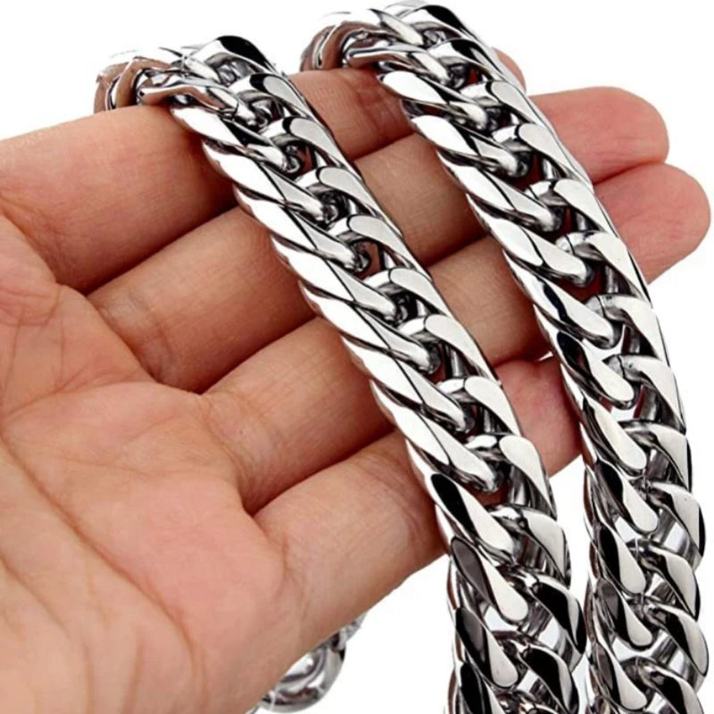 Razors Stainless Steel Cuban Chain Necklace